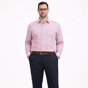 Perry Ellis Portfolio Tech+ Dress Shirt Pink Slim Fit 16.5 34/35 Men